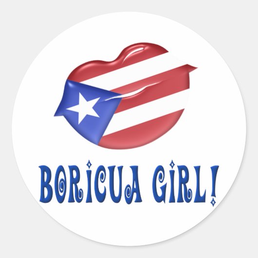 Boricua Girl Ronde Sticker (Voorkant)