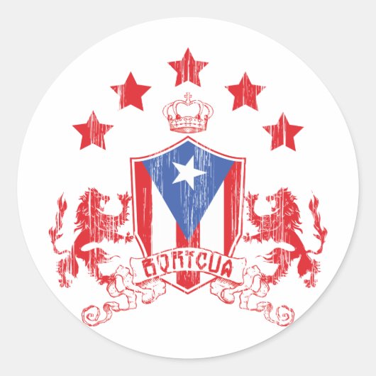 Boricua Heraldy Ronde Sticker (Voorkant)