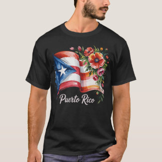 Boricua Pride Floral Puerto Ricaanse Vlag Waterver T-shirt