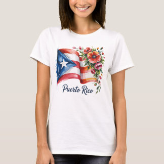Boricua Pride Floral Puerto Ricaanse Vlag Waterver T-shirt