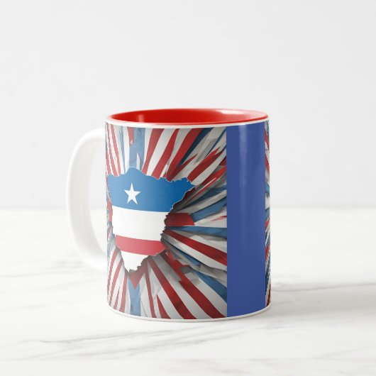 Boricua Pride Tweekleurige Koffiemok (Voorkant links)
