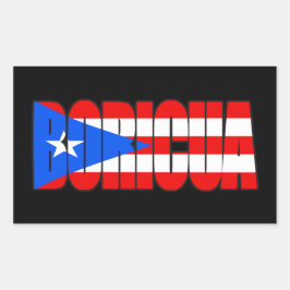 Boricua Puerto Ricaanse Vlag Typografie Rechthoekige Sticker