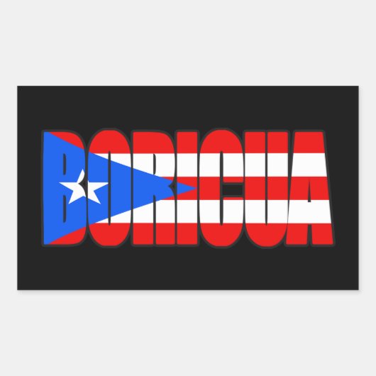 Boricua Puerto Rican Flag Typography Rechthoekige Sticker (Voorkant)
