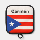 Boricua Puerto Rico Vlag Oven Mitt en Pothouders Pannenlap (Voorkant)