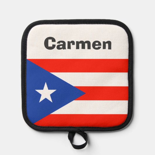Boricua Puerto Rico Vlag Oven Mitt en Pothouders Pannenlap (Voorkant)
