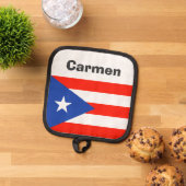 Boricua Puerto Rico Vlag Oven Mitt en Pothouders Pannenlap (Top down)