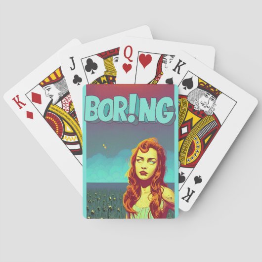 Boring pop art redhead woman  trifold wallet pokerkaarten (Achterkant)