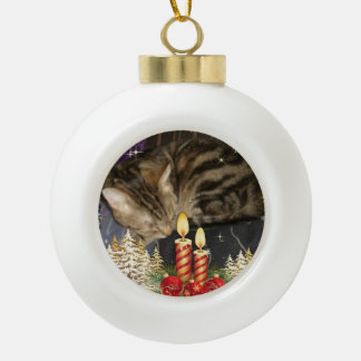 boris catenov wacht op santa paws keramische bal ornament