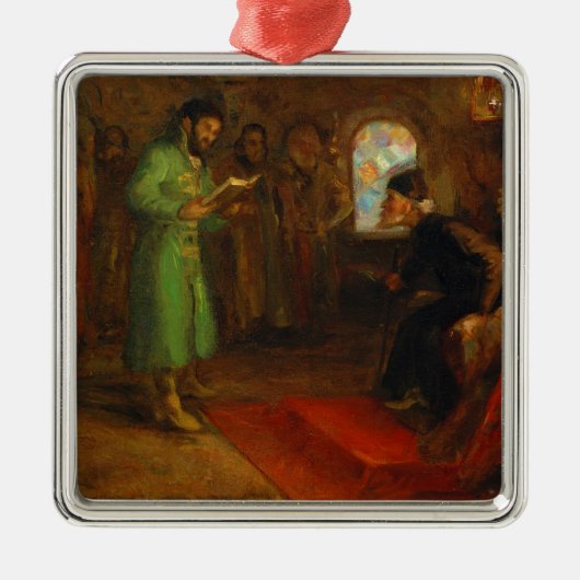 Boris Godunov met Ivan the Terrible Metalen Ornament (Voorkant)