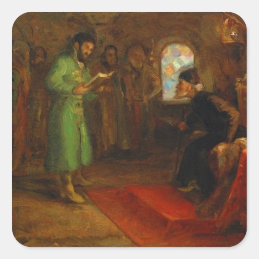 Boris Godunov met Ivan the Terrible Vierkante Sticker (Voorkant)