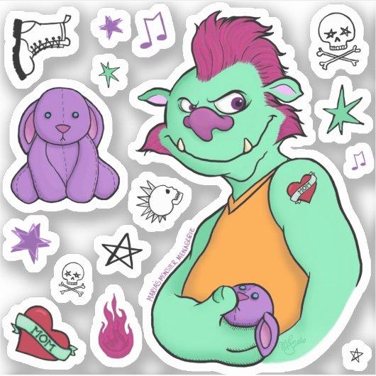 Boris, het monster, sticker set (Voorkant)