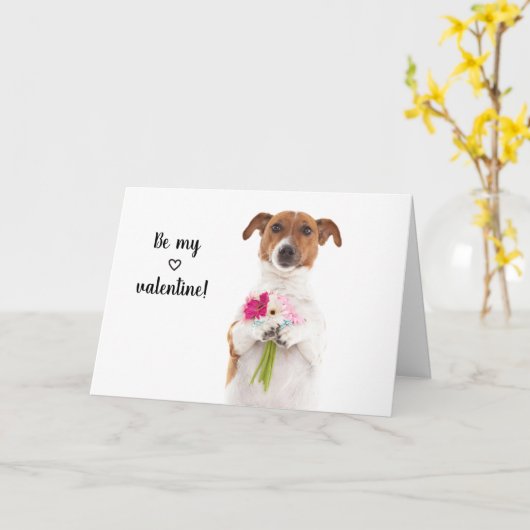 Boris - Jack Russell Terrier - Wees mijn valentijn Kaart (Gele Bloem)