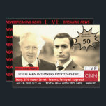 Boris Johnson 50th Birthday Mannen Funny TV News Kaart<br><div class="desc">50e verjaardag van de geboorte van de Mannen van Biden Funny Breaking News TV Graphic Boris Johnson die een verjaardag viert. Het grote nieuws is aan het breken. Volledig editable en gemakkelijk om tekst te veranderen. Verander de foto en de tekst om de gelegenheid aan te passen. Geweldig voor Afstudeerders,...</div>