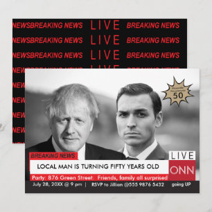 Boris Johnson Funny TV News 50th Birthday Kaart