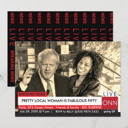 Boris Johnson Women's 50th Birthday Funny TV News Kaart (Voorkant / Achterkant)