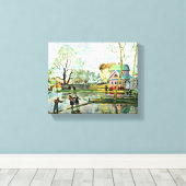 Boris Kustodiev, Lente, beroemd schilderij Canvas Afdruk (Insitu (Houten vloer))