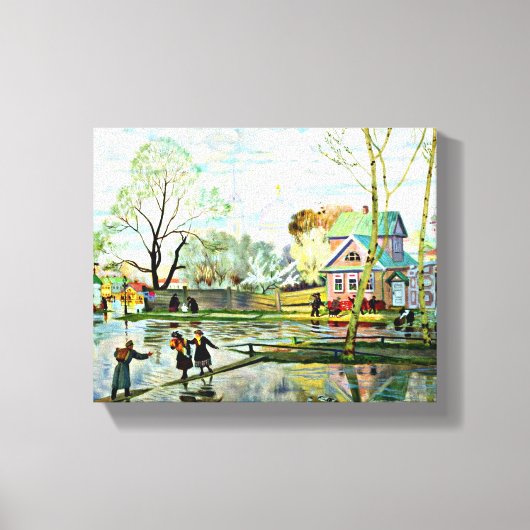 Boris Kustodiev, Lente, beroemd schilderij Canvas Afdruk (Voorkant)