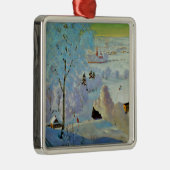 Boris Kustodiev - Skiers, beroemd schilderij, Metalen Ornament (Rechts)