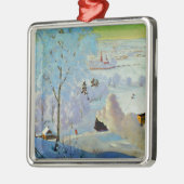 Boris Kustodiev - Skiers, beroemd schilderij, Metalen Ornament (Links)