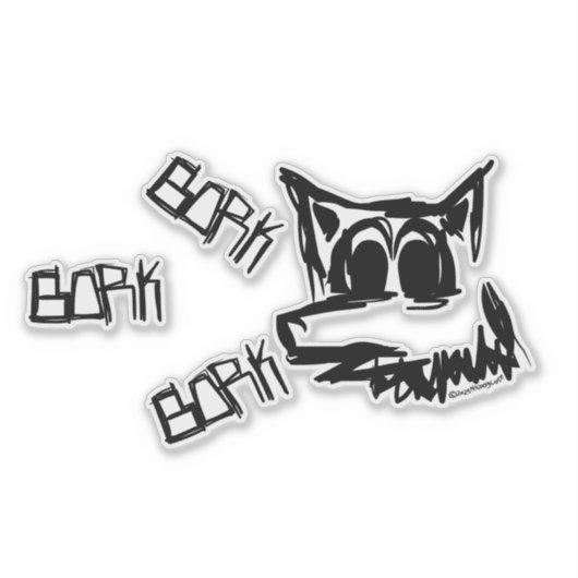 Bork Bork Dog Sticker (Voorkant)