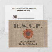 BORlap Geïnspireerd Oranje zonnebloemhuwelijk RSVP (Voorkant / Achterkant)