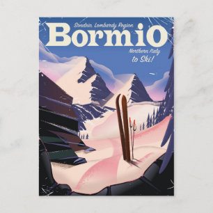 Bormio, Sondrio, Regio Lombardije, Italië ski-post Briefkaart