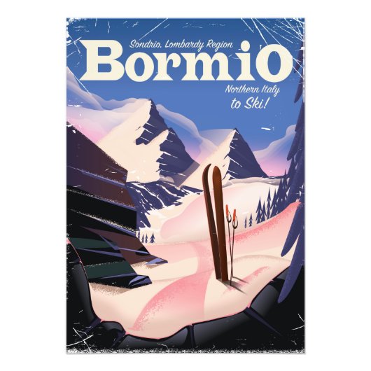 Bormio, Sondrio, Regio Lombardije, Italië ski-post Foto Afdruk (Voorkant)