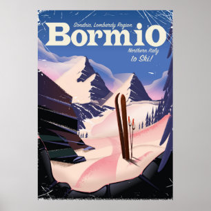 Bormio, Sondrio, Regio Lombardije, Italië ski-post Poster
