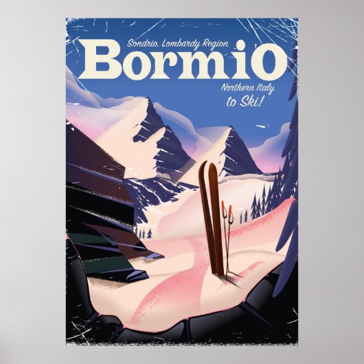 Bormio, Sondrio, Regio Lombardije, Italië ski-post Poster (Voorkant)