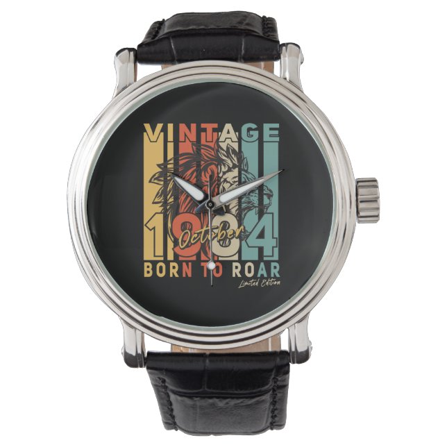Born 1984 October Retro Lion Horloge (Voorkant)