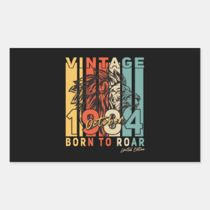 Born 1984 October Retro Lion Rechthoekige Sticker