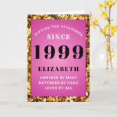 Born 1999 Birthday Standards Pink Add Jouw naam Kaart (Gele Bloem)
