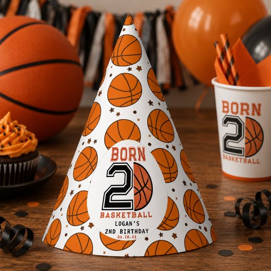 Born 2 Ball Basketbal 2e Verjaardag Feesthoedjes