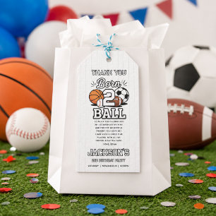 Born 2 Ball Sport Thema Jongen 2de Verjaardagsfees Cadeaulabel