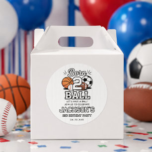 Born 2 Ball Sport Thema Jongen 2de Verjaardagsfees Ronde Sticker