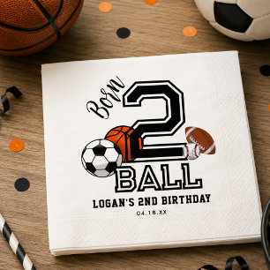 Born 2 Ball Sport Thema Jongens 2de Verjaardagsfee Servet
