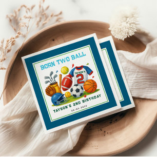 Born 2 Ball Sport Thema Jongens 2de Verjaardagsfee Servet
