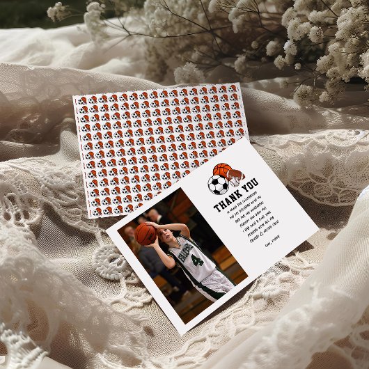 Born 2 Ball Sport Thema Jongens 2e Verjaardagsfees Bedankkaart