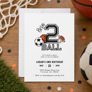 Born 2 Ball Sport Thema Jongens 2e Verjaardagsfees Kaart