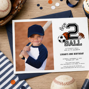 Born 2 Ball Sport Thema Jongens 2e Verjaardagsfees Kaart