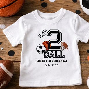 Born 2 Ball Sport Thema Jongens 2e Verjaardagsfees Kinder Shirts