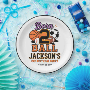Born 2 Ball Sport-Themaverjaardagsfeestje voor Jon Papieren Bordje