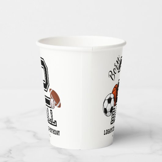 Born 2 Ball Sports Theme Boy's 2e verjaardagsfeest Papieren Bekers (Rechts)