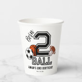 Born 2 Ball Sports Theme Boy's 2e verjaardagsfeest Papieren Bekers (Voorkant)