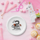 Born 2 Ball Sports Theme Boy's 2e verjaardagsfeest Papieren Bordje (Feest)
