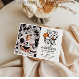 Born 2 Ball Sports Themed Boy 2nd Birthday Party Kaart