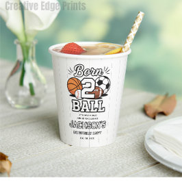 Born 2 Ball Sports Themed Boy 2nd Birthday Party Papieren Bekers