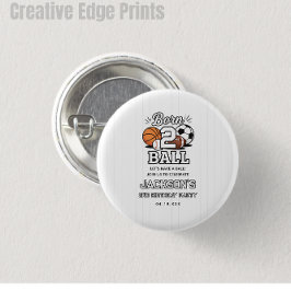 Born 2 Ball Sports Themed Boy 2nd Birthday Party Ronde Button 3,2 Cm