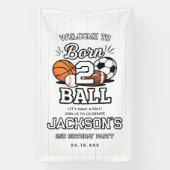 Born 2 Ball Sports Themed Boy 2nd Birthday Party Spandoek (Verticaal)