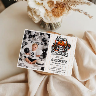 Born 2 Basketball Sports Themed Boy 2nd Birthday  Kaart